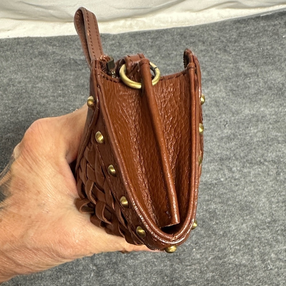 Cole Haan Tan Leather Wristlet with Gold Studs - Picture 9 of 11